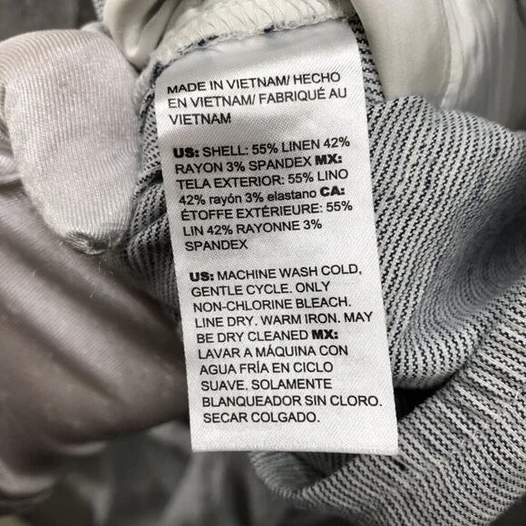 Chico's Linen Blend Pull On Pants Womens Size 14R 2.5R Blue Wide Leg Coastal - Picture 9 of 9